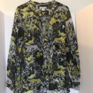 Liz Claiborne long sleeve size large yellow black sheer button down